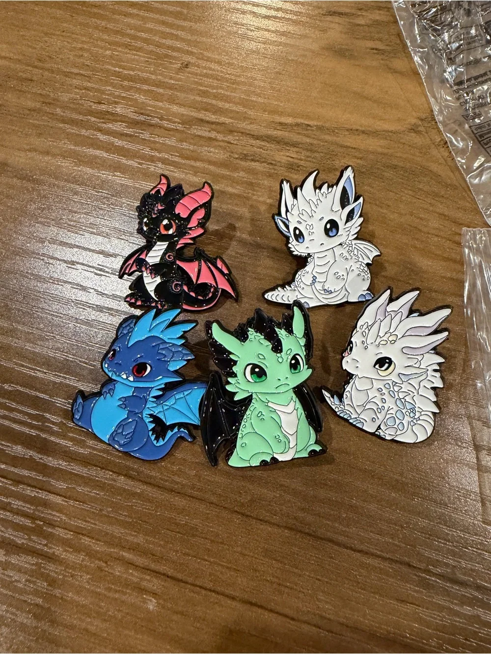 Cute Green Dragon Enamel Pin set